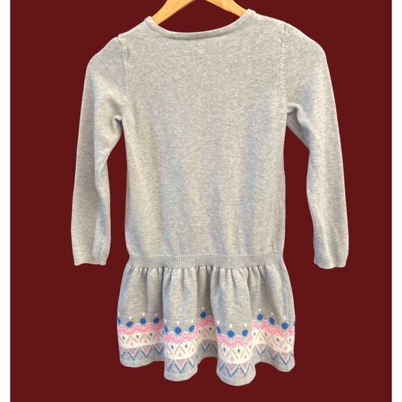 Retro Gymboree Bunny Sweater Dress Gray Knit Fair Isle Winter Novelty Girl Sz 10 - Picture 4 of 4